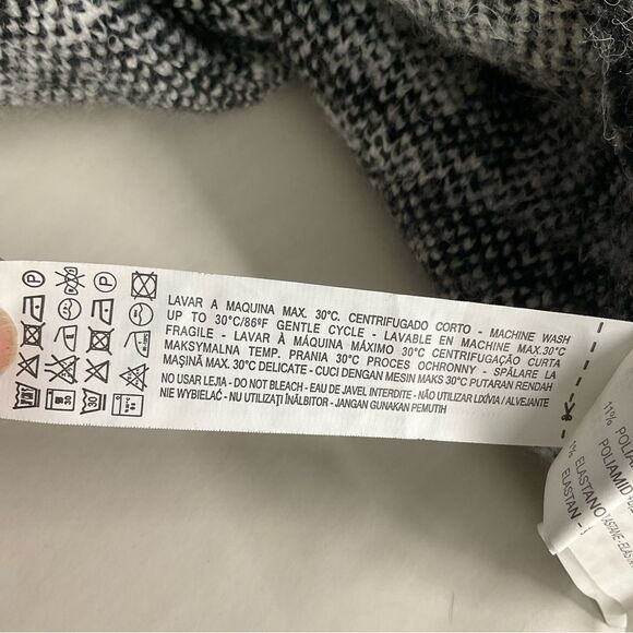 Zara Knit Black and White Wool Blend Greek Key Jacquard Open Front Size S - Picture 10 of 14